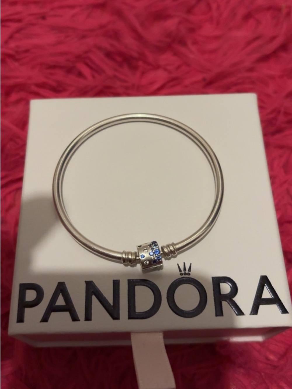 Pandora Silver Bracelet with Blue Accent Charm